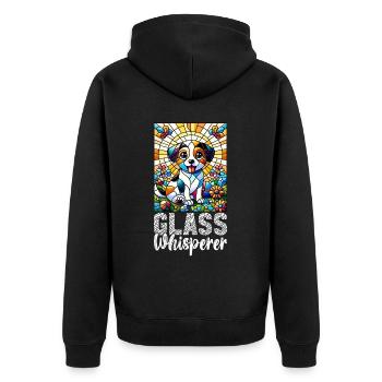Buntglaskünstler Buntglaskunst - Unisex Premium Bio Zip Hoodie - Schwarz - Hinten - Nico (187cm)