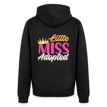 Kleine Miss Adoptiert - Stolz und Geliebt - Unisex Premium Bio Zip Hoodie - Schwarz - Hinten - Nico (187cm)
