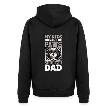 Shih Tzu Papa - Unisex Premium Bio Zip Hoodie - Schwarz - Hinten - Nico (187cm)