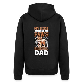 Shikoku Papa - Unisex Premium Organic Zip Hoodie - black - Back - Nico (187cm)