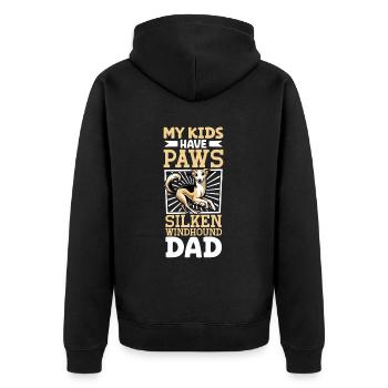 Silken Windhound Papa - Unisex Premium Bio Zip Hoodie - Schwarz - Hinten - Nico (187cm)