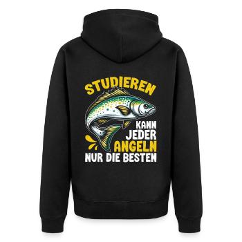 Angler Angelrute Witziges Fischer Hobbyfischer - Unisex Premium Bio Zip Hoodie - Schwarz - Hinten - Nico (187cm)