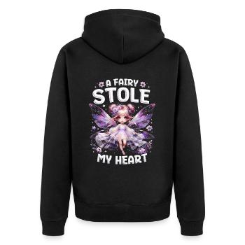 Fairy Fairycore A fairy stole my heart - Unisex Premium Organic Zip Hoodie - black - Back - Nico (187cm)
