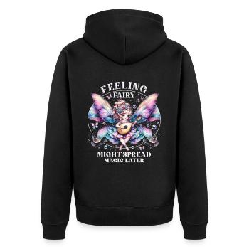 Fee Feeling fairy might spread magic later - Unisex Premium Organic Zip Hoodie - black - Back - Nico (187cm)