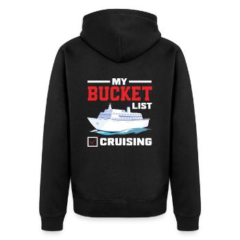 Meine Bucket List Kreuzfahrt - Unisex Premium Bio Zip Hoodie - Schwarz - Hinten - Nico (187cm)