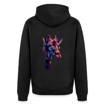 Girafe motif animal animal amoureux des écouteurs Art - Veste à capuche bio Premium Unisexe - noir - Dos - Nico (187cm)