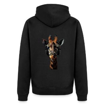 Giraffen Motiv Tier Tierliebhaber Kopfhörer Kunst - Unisex Premium Bio Zip Hoodie - Schwarz - Hinten - Nico (187cm)