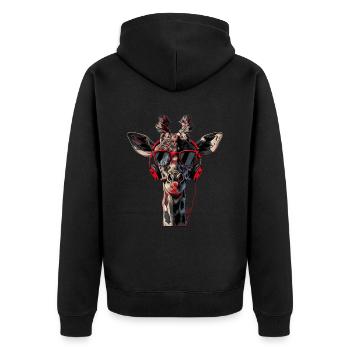 Giraffen Motiv Tier Tierliebhaber Kopfhörer Kunst - Unisex Premium Bio Zip Hoodie - Schwarz - Hinten - Nico (187cm)