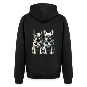 Drôle bouledogue français Art animaux chiens - Veste à capuche bio Premium Unisexe - noir - Dos - Nico (187cm)