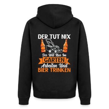 Beer Garden Gardening Allotment Gardener Gardener - Unisex Premium Organic Zip Hoodie - black - Back - Nico (187cm)