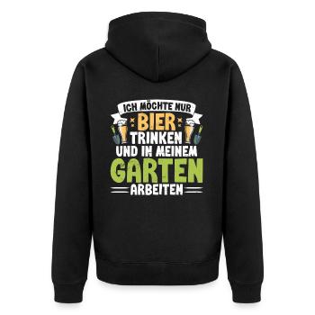 Beer Garden Gardening Allotment Gardener Gardener - Unisex Premium Organic Zip Hoodie - black - Back - Nico (187cm)