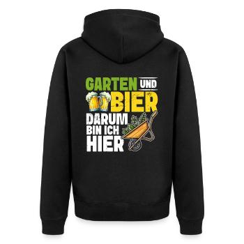 Beer Garden Gardening Allotment Gardener Gardener - Unisex Premium Organic Zip Hoodie - black - Back - Nico (187cm)