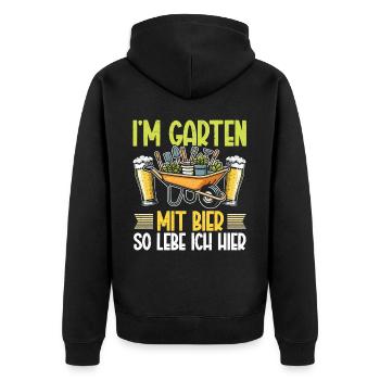 Beer Garden Gardening Allotment Gardener Gardener - Unisex Premium Organic Zip Hoodie - black - Back - Nico (187cm)