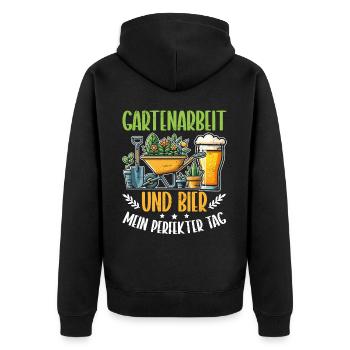 Beer Garden Gardening Allotment Gardener Gardener - Unisex Premium Organic Zip Hoodie - black - Back - Nico (187cm)