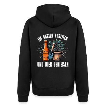 Beer Garden Gardening Allotment Gardener Gardener - Unisex Premium Organic Zip Hoodie - black - Back - Nico (187cm)