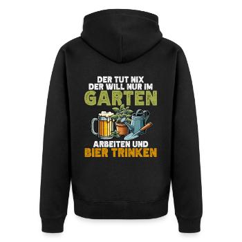 Beer Garden Gardening Allotment Gardener Gardener - Unisex Premium Organic Zip Hoodie - black - Back - Nico (187cm)