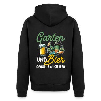 Beer Garden Gardening Allotment Gardener Gardener - Unisex Premium Organic Zip Hoodie - black - Back - Nico (187cm)