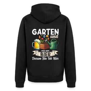 Beer Garden Gardening Allotment Gardener Gardener - Unisex Premium Organic Zip Hoodie - black - Back - Nico (187cm)
