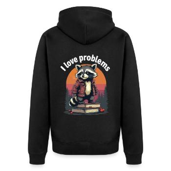 Funny Raccoon Chaos Chemise Homme - Veste à capuche bio Premium Unisexe - noir - Dos - Nico (187cm)