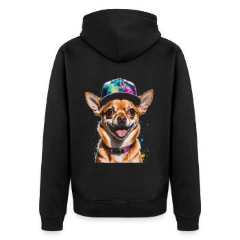 Chihuahua Snapback Cap Chien Drôle Design Print - Veste à capuche bio Premium Unisexe - noir - Dos - Nico (187cm)