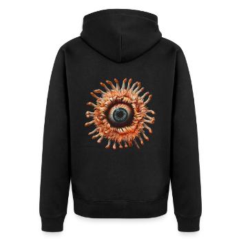 Weirdcore Ästhetische Blume Menschlicher Augapfel - Unisex Premium Bio Zip Hoodie - Schwarz - Hinten - Nico (187cm)