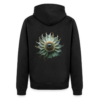 Weirdcore Ästhetische Blume Menschlicher Augapfel - Unisex Premium Bio Zip Hoodie - Schwarz - Hinten - Nico (187cm)