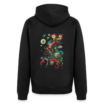 Weirdcore Aesthetic Eyes Eyeballs Branches Dreamcor - Unisex Premium Organic Zip Hoodie - black - Back - Nico (187cm)
