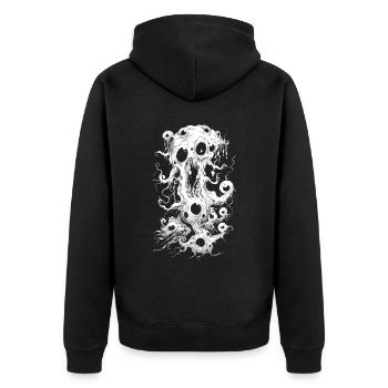 Weirdcore Aesthetics White Twigs Eyeballs Dreamcore - Unisex Premium Organic Zip Hoodie - black - Back - Nico (187cm)