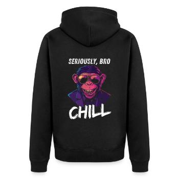 Sérieusement Bro Chill Monkey Smile Meme Design - Veste à capuche bio Premium Unisexe - noir - Dos - Nico (187cm)