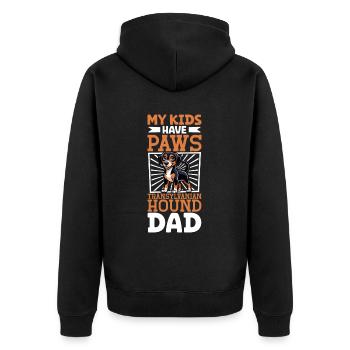 Erdélyi Kopó Papa - Unisex Premium Organic Zip Hoodie - black - Back - Nico (187cm)