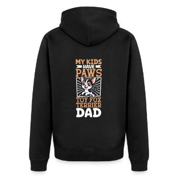 American Toy Terrier Papa - Unisex Premium Bio Zip Hoodie - Schwarz - Hinten - Nico (187cm)