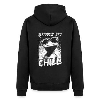 Sérieusement Bro Chill Lizard Retro Meme - Veste à capuche bio Premium Unisexe - noir - Dos - Nico (187cm)