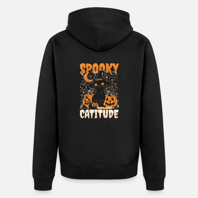 Halloween Katze Spooky Catitude - Unisex Premium Bio Zip Hoodie - Schwarz