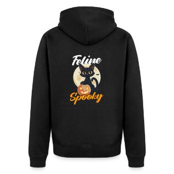 Halloween Chat Félin Effrayant - Veste à capuche bio Premium Unisexe - noir - Dos - Nico (187cm)
