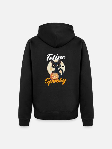 Halloween Chat Félin Effrayant - Veste à capuche bio Premium Unisexe - noir