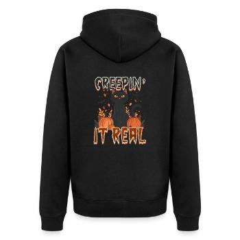 Le chat d’Halloween Creepin' It Real - Veste à capuche bio Premium Unisexe - noir - Dos - Nico (187cm)
