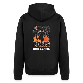 Halloween Cat Paws And Claws - Unisex Premium Organic Zip Hoodie - black - Back - Nico (187cm)