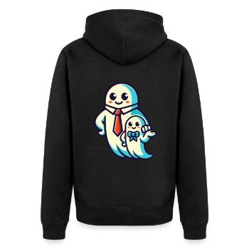 papa fantôme père avec son fils drôle halloween - Veste à capuche bio Premium Unisexe - noir - Dos - Nico (187cm)