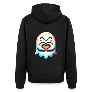 My Halloween Boo Cute Love Ghost - Unisex Premium Organic Zip Hoodie - black - Back - Nico (187cm)