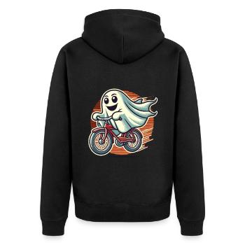 Bicycle Riding Ghost Funny Ghost - Unisex Premium Organic Zip Hoodie - black - Back - Nico (187cm)