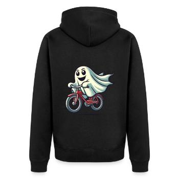 Bicycle Riding Ghost Funny Ghost - Unisex Premium Organic Zip Hoodie - black - Back - Nico (187cm)