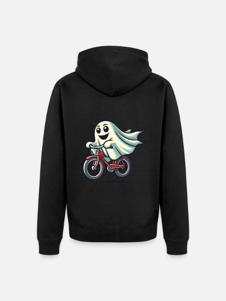 Bicycle Riding Ghost Funny Ghost - Unisex Premium Organic Zip Hoodie - black