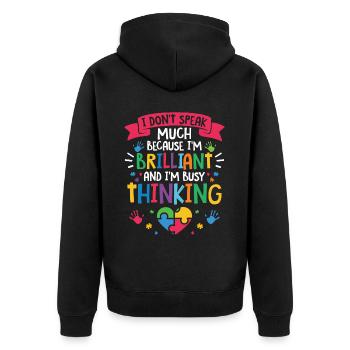 Autismus Awareness Day Autist Geschenk - Unisex Premium Bio Zip Hoodie - Schwarz - Hinten - Nico (187cm)