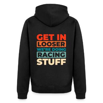 Sim Racing - Unisex Premium Bio Zip Hoodie - Schwarz - Hinten - Nico (187cm)