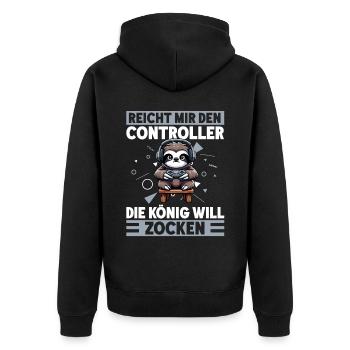 Hands me the controller, the queen wants to play - Unisex Premium Organic Zip Hoodie - black - Back - Nico (187cm)
