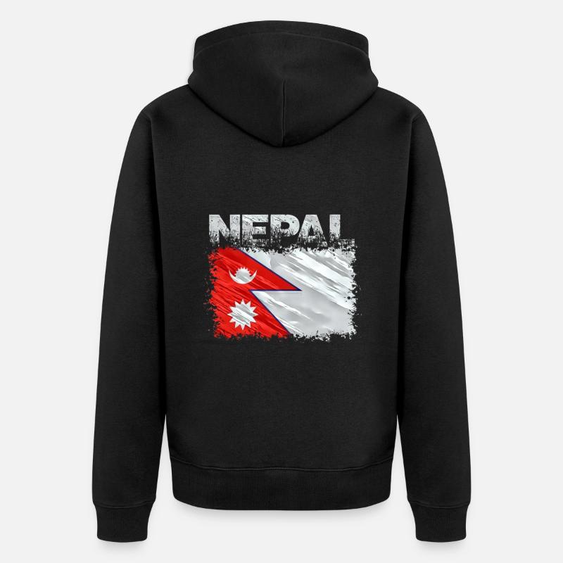 Nepal - Unisex Premium Bio Zip Hoodie - Schwarz