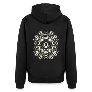 fantômes effrayants yeux sombre Halloween design - Veste à capuche bio Premium Unisexe - noir - Dos - Nico (187cm)