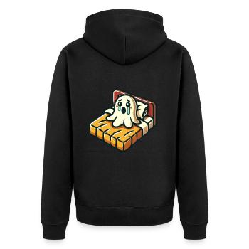 Sad Ghost Funny Ghost Design - Unisex Premium Organic Zip Hoodie - black - Back - Nico (187cm)