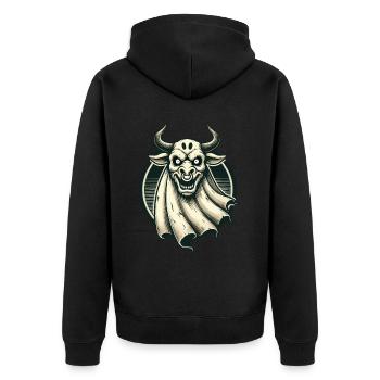 Idée de costume effrayant de vache fantôme taureau - Veste à capuche bio Premium Unisexe - noir - Dos - Nico (187cm)