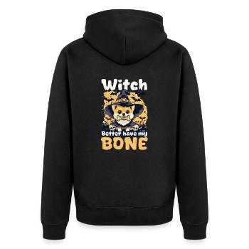 Halloween Dog Witch Better Have My Bone - Unisex Premium Organic Zip Hoodie - black - Back - Nico (187cm)